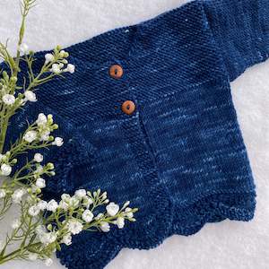 Baby wear: "Millie" hand knit merino cardigan (6-12months)