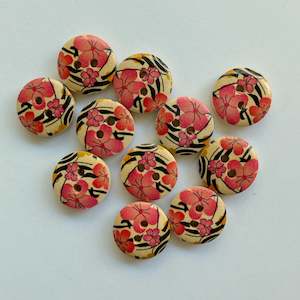 Baby wear: "Pink blossoms" wooden baby buttons