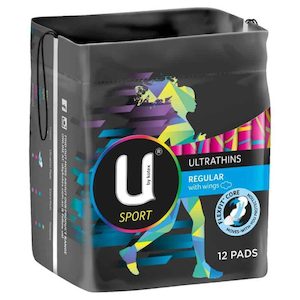 U By Kotex Ultrathin Sport Pads Regular Winged 12pk