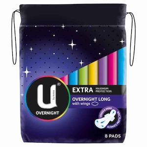 U by Kotex Overnight Extra Pads Long, 8 Pads