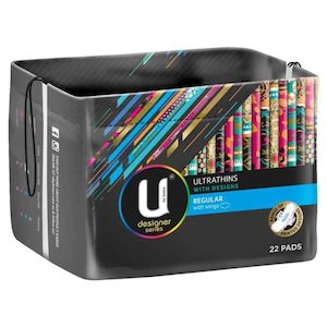 U By Kotex Ultrathin Designer Pads Regular Winged 22s