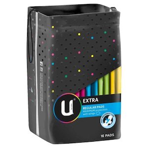 U By Kotex Extra Pads Regular Winged 16pk