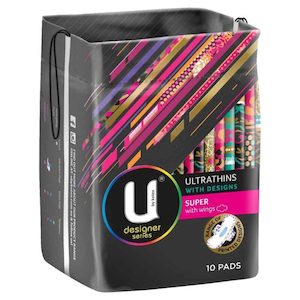 U By Kotex Ultrathin Designer Pads Winged Super 10pk