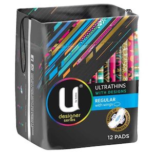 U By Kotex Ultrathin Designer Pads Regular Winged 12pk