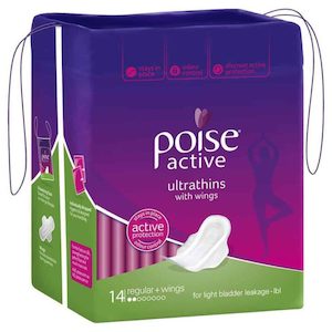 Poise Active Pads Ultrathins Regular with Wings 14pk