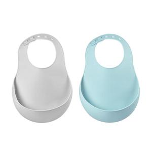 Beaba Silicone Bib 2 Pack – Green Blue/Light Grey