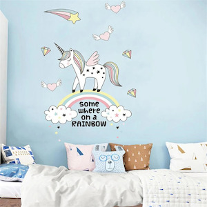 Unicorn – Rainbow – Peel and Stick Wall Art Sticker Decals