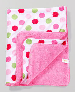 Baby Sherin & Poly Wool Blanket Polka Dots – White & Pink