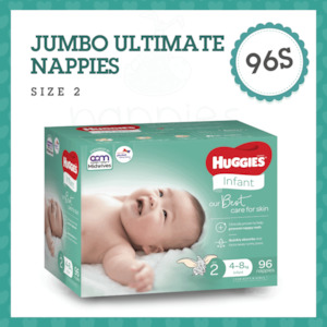 Huggies Ultimate Nappies (Size 2 – Infant) Unisex 96s – Jumbo Box