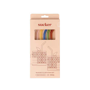 Gift: Sucker - Reusable Glass Drinking Straws - Multicoloured