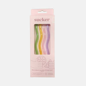 Sucker - Reusable Glass Straws - Wavy