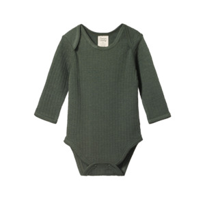 Nature Baby - Merino Pointelle L/S Bodysuit - Thyme