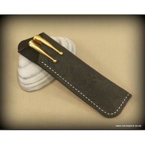 Handmade Pen Sleeve Black - Leather Patterned