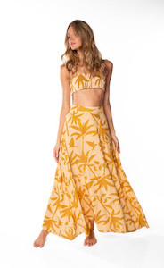 Leaf print Long Skirt - Fiory Nativo International