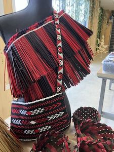 Fashion design: Natura Aura Weaving - Handwoven Traditional Harakeke Red/White/Black Pake