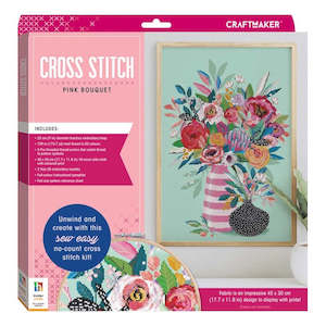 Hobby equipment and supply: Craft Maker Cross-stitch Kit: Pink Bouquet