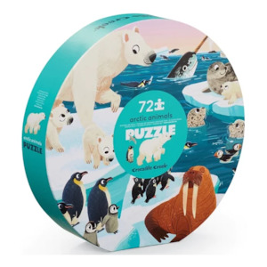 Hobby equipment and supply: Croc Creek Round Box Puzzle,: Arctic Animals, 72pcs