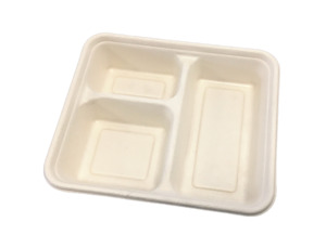 3 Compartment Sugarcane Lunch Box - Natural