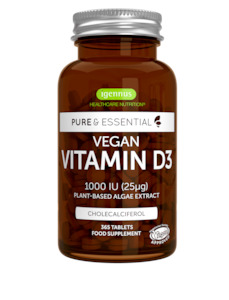 Vegan Vitamin D3 1000iu Cholecalciferol, Algae Extract, 12 month supply