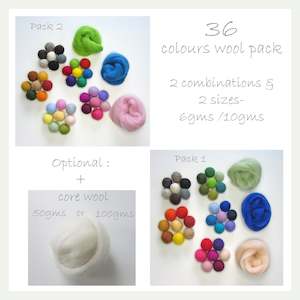 36 Colours Wool Roving Pack - 2 different combinations