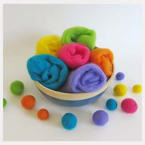 Internet only: NZ felting wool pack - 6 colours (Vibrant)