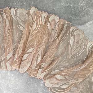 Embroidered Tulle ~ Golden Feather