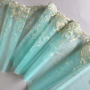 Embroidered Tulle: Embroidered Tulle ~ Mint Shimmer (L+R)