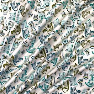 Cotton Lycra Print ~ Secret Zebra Bleu