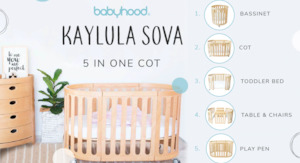 Babyhood: Babyhood Kaylula Sova Classic 5 in 1Cot and Mattress