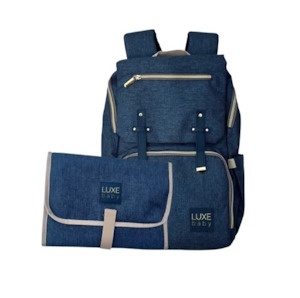 Nappy Bags: LUXE Baby Nappy Backpack and Change Mat Blue