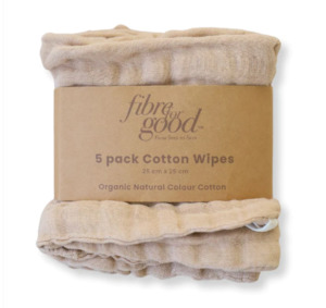 Towels Washcloths: Fibre for Good 5 Pack Baby Wipes- Muslin (Brown)