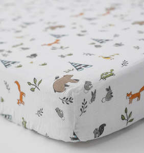 Little Unicorn Cotton Muslin Fitted Cot Sheet - Forest Friends