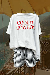 Cool it Cowboy Tshirt Set - Black/White Gingham