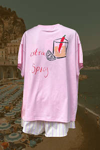 Womenswear: Extra Spicy Tshirt Set - Pink/Pink Stripe