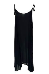 Womenswear: Tie Shoulder Hi Low Strappy Dress - Black