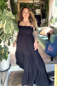 Womenswear: Moondance Shirred Maxi - Black Fujiette