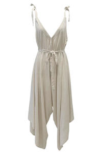 Classic Tie Shoulder Jumpsuit - Natural Linen