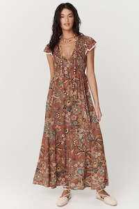 Mojave Lily Shirred Maxi Dress - Amber