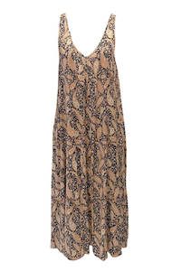 Mia Maxi Dress - Black and Tan Paisley