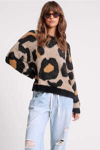 Fluffy Leopard Batwing Sweater