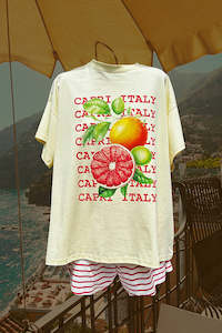 Capri Italy Tshirt Set - Lemon/Red White Stripe