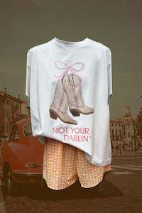 Womenswear: Not Your Darlin Tshirt Set - Gingham orange/yellow