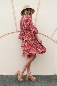 Womenswear: Summer Brunch Tunic Dress - Patchwork Red