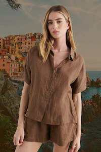 Bronte Linen Shirt - Mocha