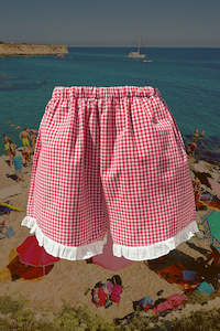 Womenswear: Red Gingham Frill Shorts