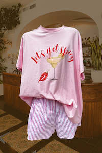 Pink Let's Get Spicy Tshirt Set - Baby Pink /Lilac Pinstripe