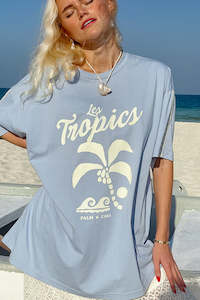 Palm Tropics T-Shirt - Pale Blue