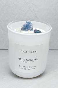 Blue Calcite Crystal Candle - White Jar