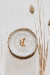 Gold Moon Incense Holder - White Glaze MEDIUM SIZE