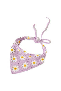 Daisy Crochet Tie Headscarf - Lilac